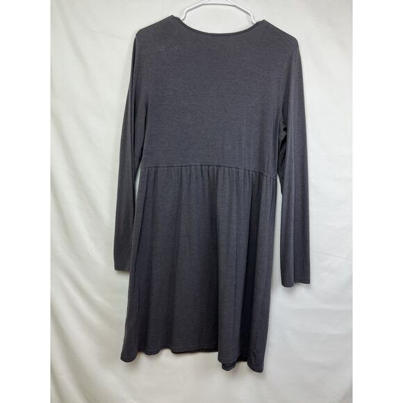 Garnet Hill Women’s Small Gray Long Sleeve Cross Over V-Neck Knee Length Dress - Picture 7 of 7